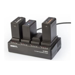 LC-D421_Swit_Caricabatterie SWIT per 4 batterie DV di vario tipo con piastre interscambiabili