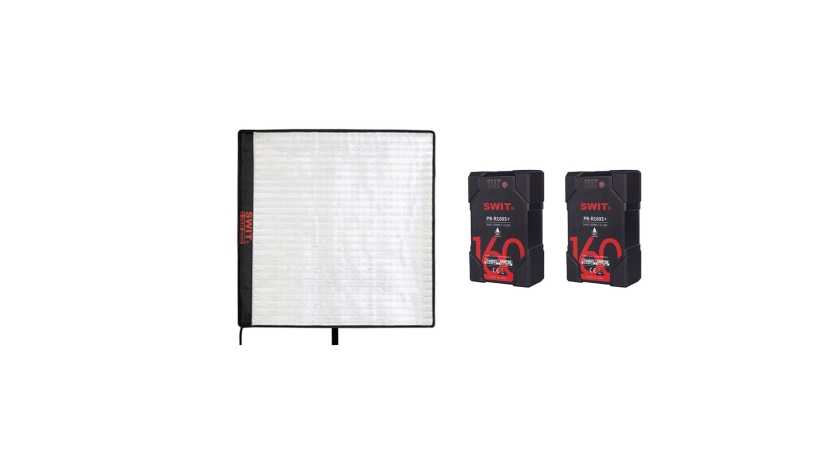 Kit SWIT luce LED flessibile bi-colore e dimmerabile con softbox + 2 batterie V-lock heavy duty 160Wh