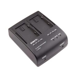 Caricabatterie doppio con adattatore Swit S-3602D per batterie Panasonic VW-VBD e CGA