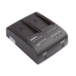 Swit S-3602F Caricabatterie doppio per batterie Sony tipo NP con adattatore e carica simultanea