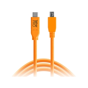 Tether Tools TetherPro cavo da USB-C a 2.0 Micro-B 5-Pin 4,6m arancio