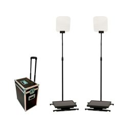Teleprompter TVPrompt Stagepro Pair Presidential INBOX22HB Ad Alta Luminosità HB 1000nit Con Monitor Auto Reverse Da 22 E Custodia Da Viaggio